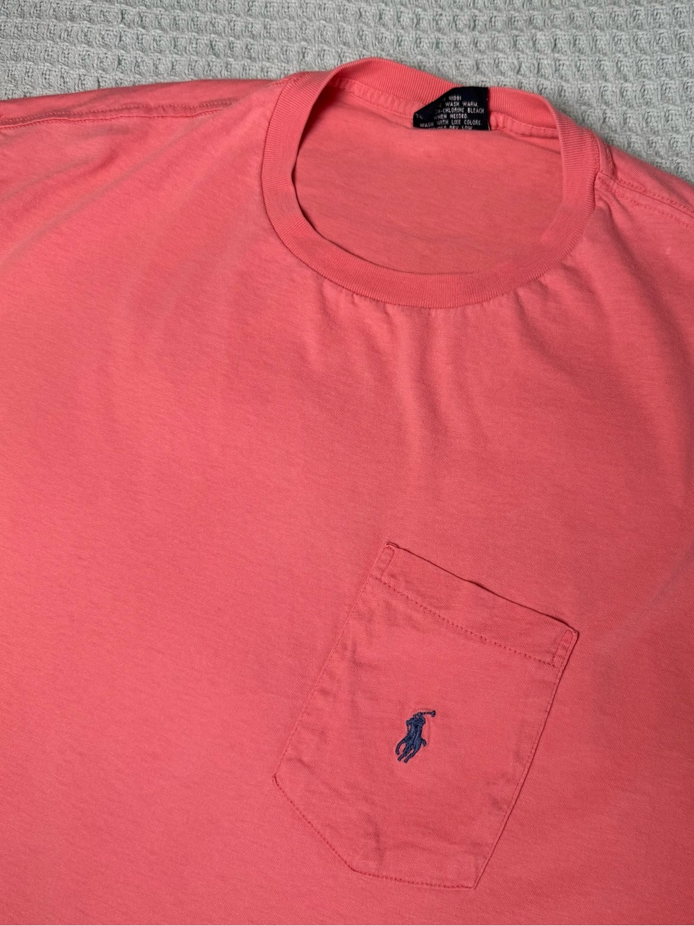 Vintage Polo Ralph Lauren Pocket T-Shirt Tee Mens Large Pink Single Stitch